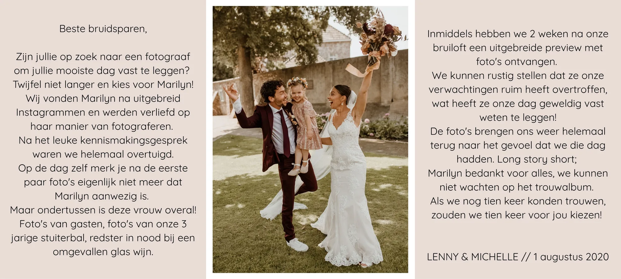 Review van Lenny & Michelle over Marilyn Fotografie
