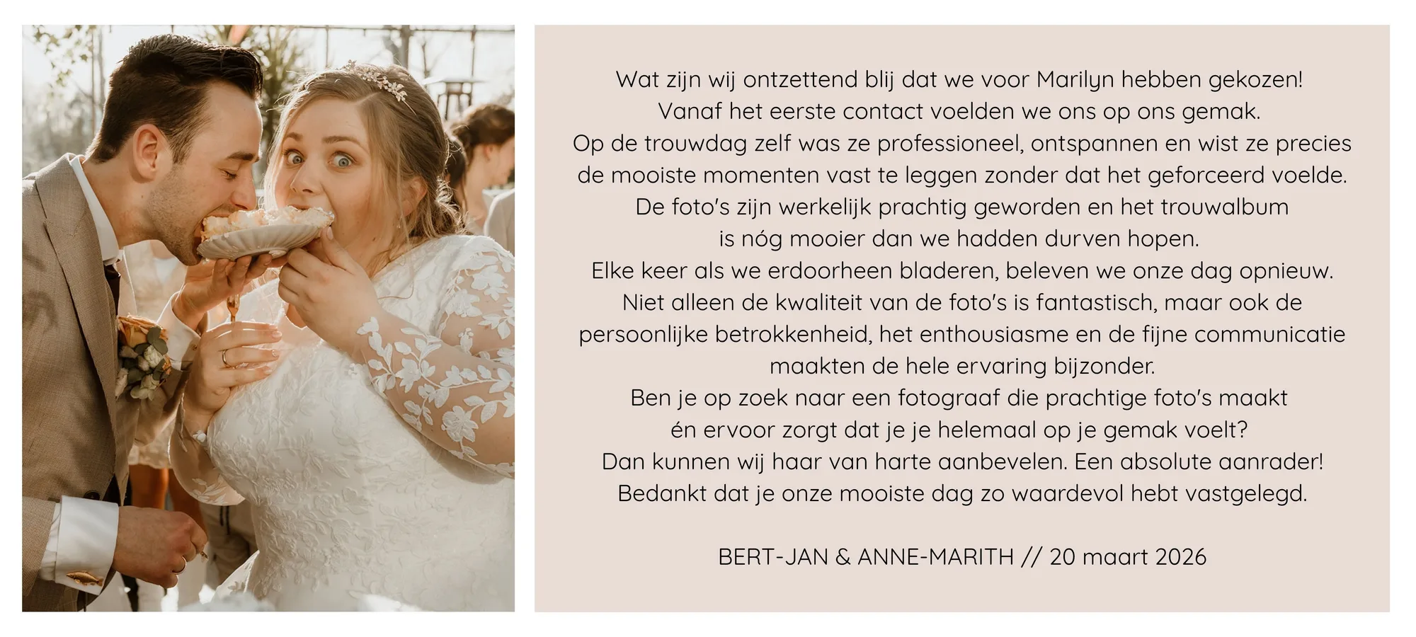 Review van Bert-Jan & Anne-Marith over Marilyn Fotografie