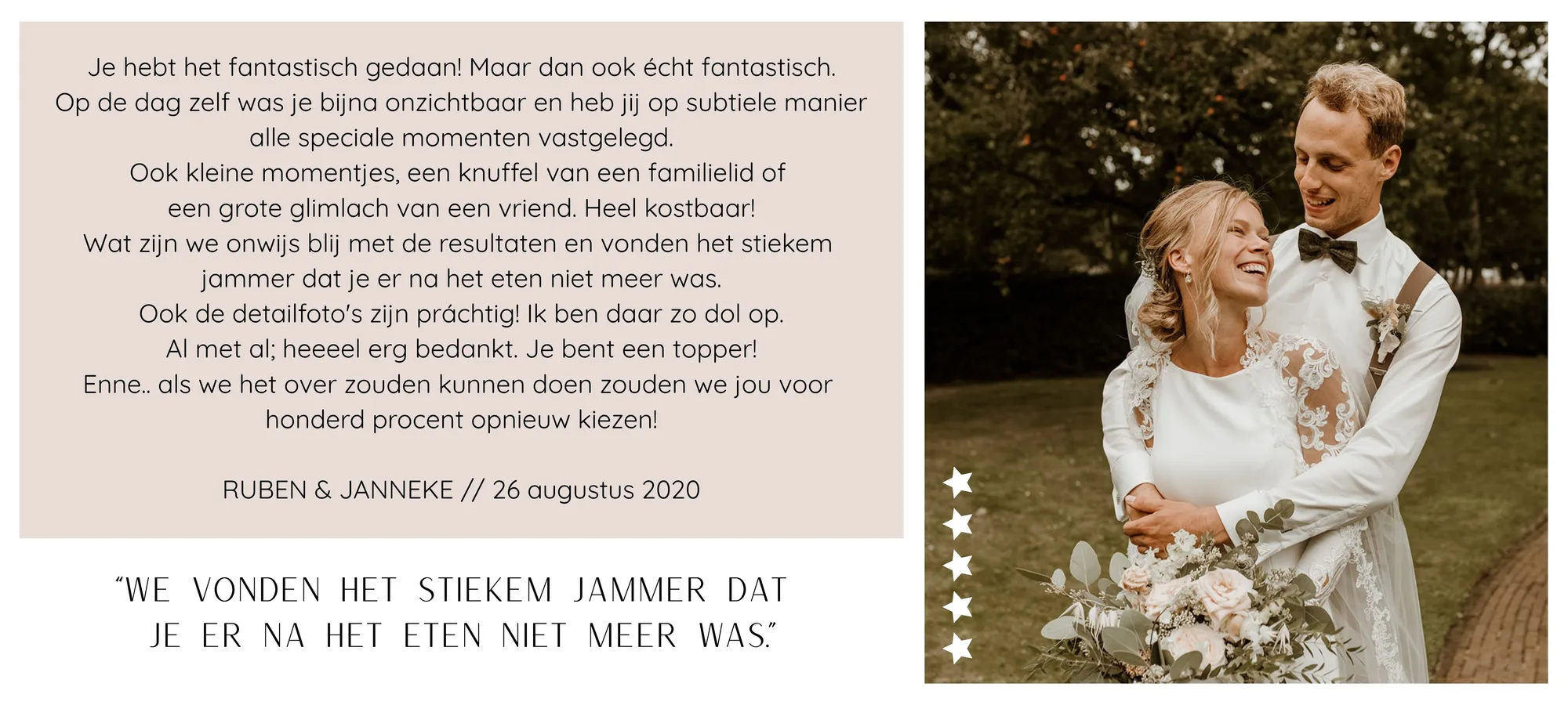 Review van Ruben & Janneke over Marilyn Fotografie