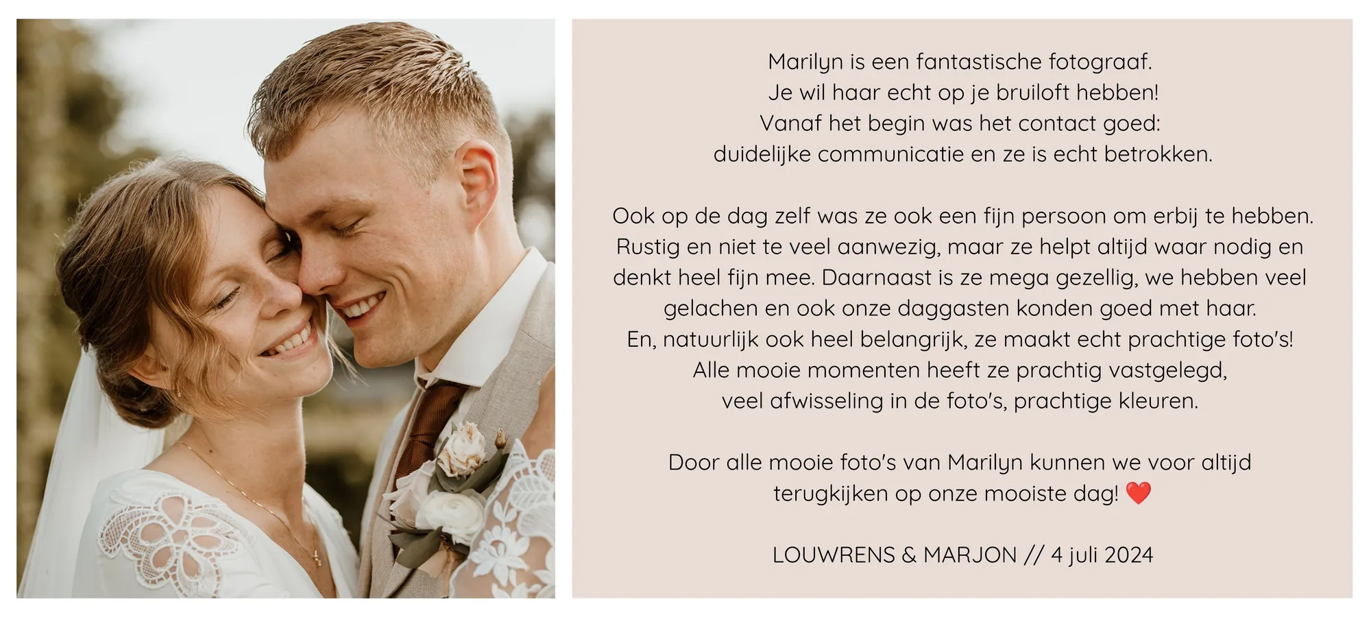 Review van Louwrens & Marjon over Marilyn Fotografie