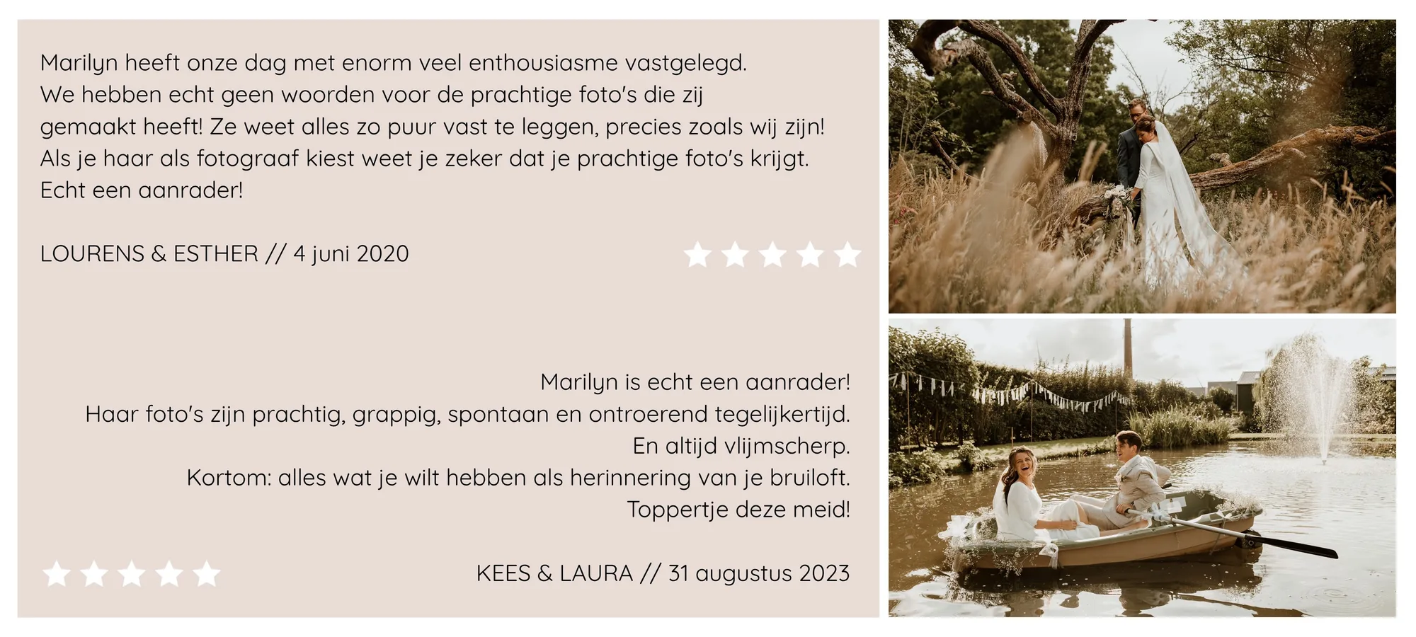 Review van Lourens & Esther en Kees & Laura over Marilyn Fotografie