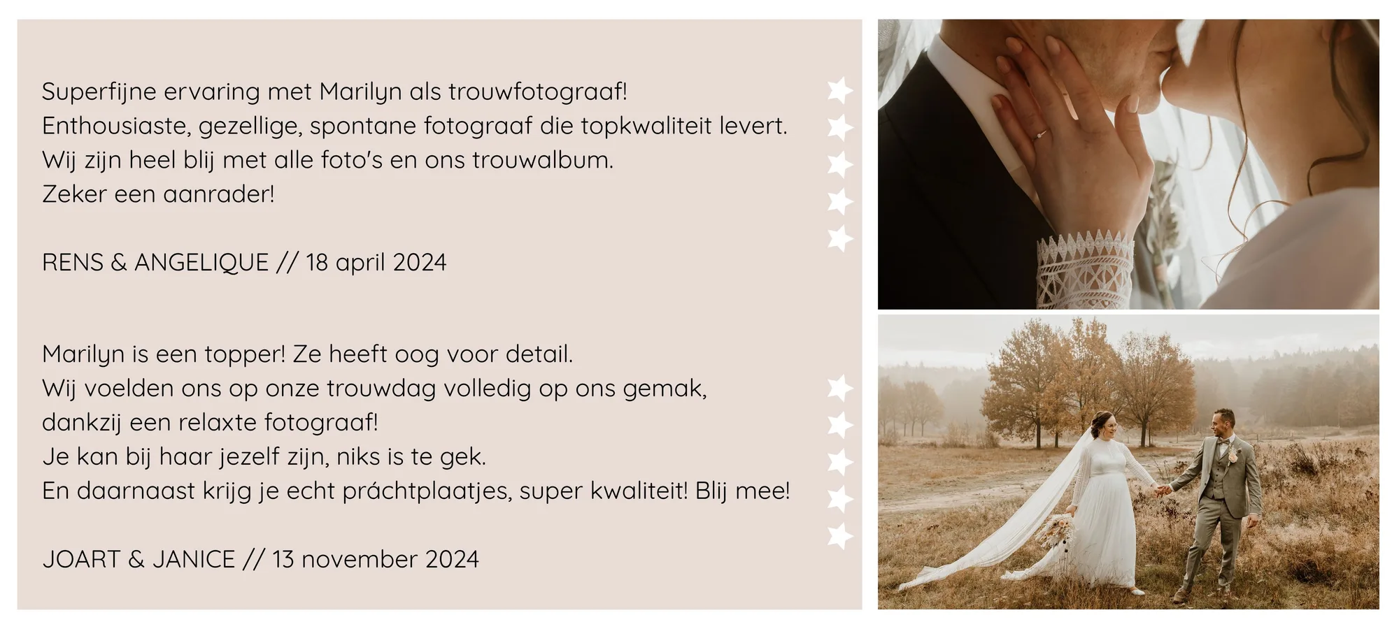 Review van Rens & Angelique en Joart & Janice over Marilyn Fotografie